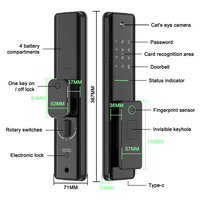 Cerradura Inteligente Electrónica para Puerta con Cámara, Control Remoto por Aplicación Tuya, Wi-Fi, Modelo EY-312, Compatible con Puertas de Madera para Uso Doméstico, Acceso por Código NFC