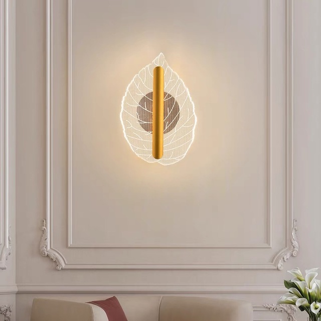 Contemporary Leaves Wall Lamp Indoor Living Room Bedroom Bedside Lamp Nordic Art Hotel Corridor Hallway Wall Lamp