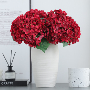 Bouquet de fleurs d'hortensia artificielles, 3 branches, bleu, blanc, rose, rouge, toucher naturel, décoration pour la maison et les mariages - Product Image 2