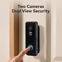 Interphone sans fil avec sonnette vidéo à double objectif 180° °   Pack de détection à vue complète avec batterie rechargeable et alimentation filaire