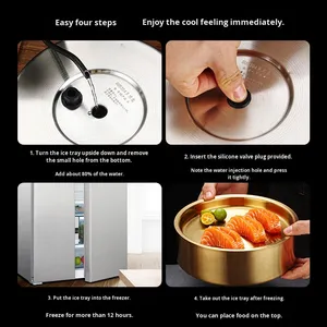 Plato Redondo de Acero Inoxidable 304 para Sashimi, Estilo Japonés, Bandeja Especial para Salmón, Sushi y Mariscos, Apta para <span class=keywords><strong>Microondas</strong></span> y con Aislamiento Térmico - Product Image 5