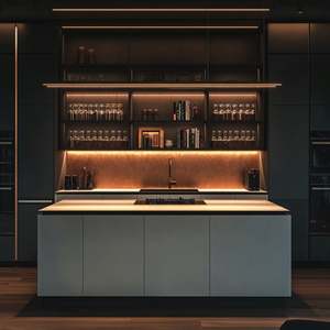 Isla de Cocina de Lujo Ligero con Diseño Personalizado y Solución de Gabinetes Completos, Estructura de Acero Inoxidable para Proyectos de Villas y Renovación - Product Image 2