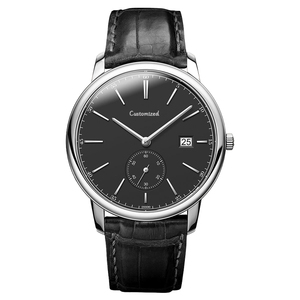 Montre minimaliste en acier inoxydable pour homme, mouvement automatique, bracelet en cuir - Product Image 4