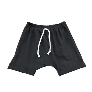 热销柔软男女皆宜的婴儿服装短裤纯色100% 纯棉短裤夏季带抽丝短裤