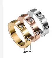 Love-خاتم نسائي للزفاف والخطوبة, خاتم نسائي من الإستانلس ستيل مرصع بالذهب الوردي والذهبي عيار 18 ، خاتم نسائي للزفاف والخطوبة