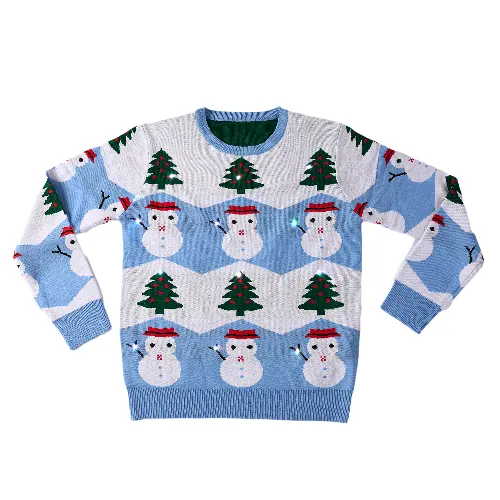 ユニセックスコットンニットウェアカスタムクリスマスニットセーターメンズクルーネックニットコットンクリスマス醜いセーターメンズLedセーター