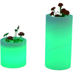 户外点亮led花盆装饰室内彩色塑料led花园花盆