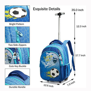 Vente en gros <span class=keywords><strong>Cartable</strong></span> football dessin animé 3 en 1 <span class=keywords><strong>Cartable</strong></span> Sac <span class=keywords><strong>à</strong></span> dos <span class=keywords><strong>à</strong></span> roulettes pour étudiants Sac d'école chariot pour enfants avec sac <span class=keywords><strong>à</strong></span> lunch pour garçons - Product Image 4