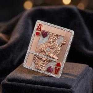Pendentif carte de poker en argent 925 plaqué or rose, bijou en relief avec micro-incrustation motif As de Cœur, unisexe, idéal pour cadeau de fête par Luxira Jewels - Product Image 3