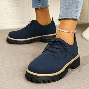 <span class=keywords><strong>Zapatos</strong></span> Casuales de <span class=keywords><strong>Mujer</strong></span> con Suela Gruesa y Cordones, Diseño Moderno, Tela de Algodón Cómoda, Talla Grande - Product Image 1