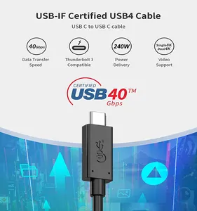 USB-IF CE USB4 Certificat Câble Type-c 2m Compatible Avec Thunderbolt 4 Pour Macbook Pro