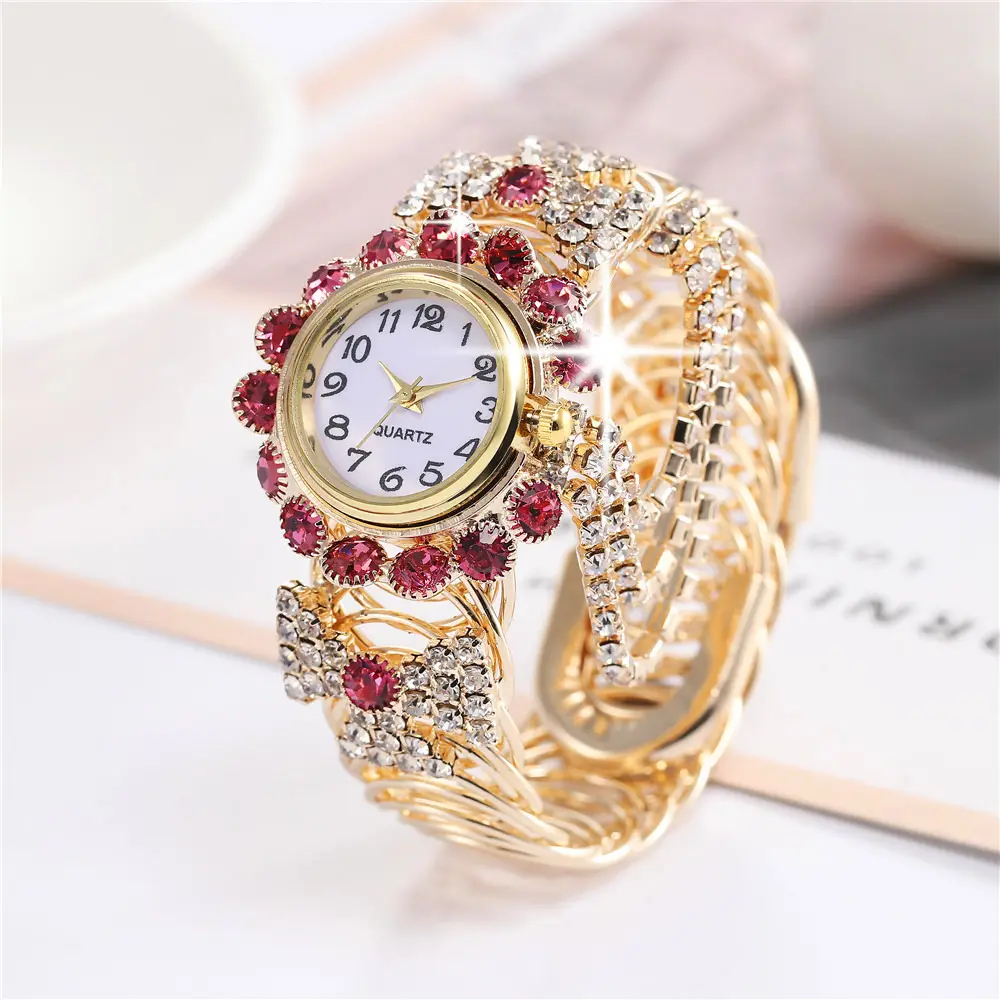 Luxury Fashion Ladies Diamond Rhinestone Quartz Wrist Bracelet Watch for women