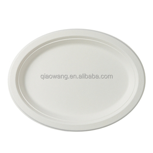 Bán Buôn 10 Inch Dùng Một Lần Thân Thiện Với Môi Bã Mía Hình Bầu Dục Khay Phân Hủy Sinh Học Mía Bộ Đồ Ăn Cho Cắm Trại Đám Cưới Hoặc Đảng - Product Image 5