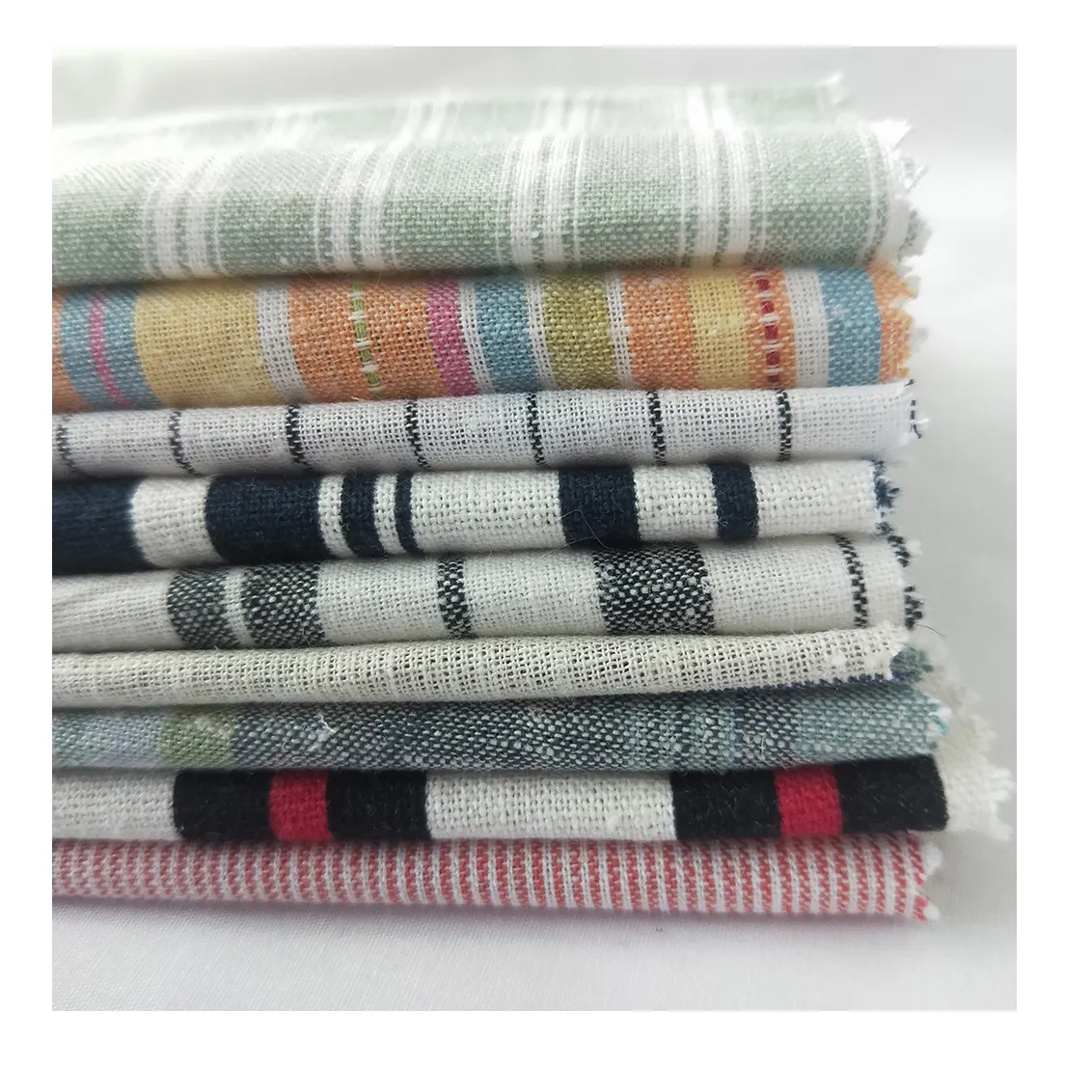 Hign Kualitas Woven 11L/C * 11L/C Colorful Stripe 55% Linen 45% Kain Katun Saham