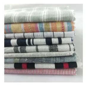 Hign quality woven 11L/C*11L/C colorful stripe 55% linen 45% cotton fabric stock