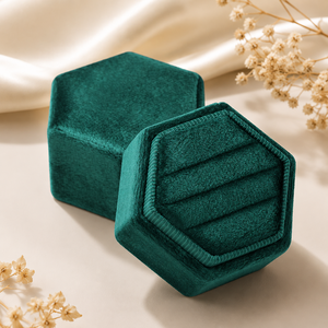 Luxury <b>Soft</b> Flannel Hexagon Engagement Wedding Jewelry <b>Box</b> Black Pink Velvet Necklace Ring Gift Packaging Case - Product Image 4