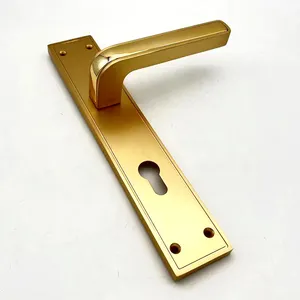 Современная 85 мм золотистая длинная железная пластина алюминиевая ручка замка главной двери