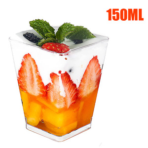 5oz 150ml <strong>Square</strong> Disposable <strong>for</strong> Ice Cream <strong>Yogurt</strong> Jelly Pudding <strong>Container</strong> Plastic Cup Small Clear PS Mousse Dessert Cups with Lid - Product Image 2
