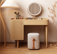 Table de toilette en bois de frêne massif de luxe sur mesure avec miroir, table de maquillage pour chambre d'hôtel, chaise