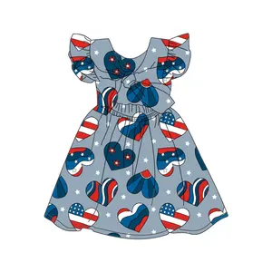 Liangzhe ODM The latest summer smock children's clothing printed wholesale bow dresses for little girls