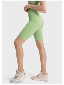 Women's High Waist Gym Shorts Pants Custom Logo Nylon <b>Tight</b> With Elastic Breathable High Knee Length Yoga Leggings Solid <b>Pattern</b> - Product Image 4