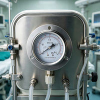 Manomètre médical en acier inoxydable de haute qualité, fabriqué en usine pour salle blanche, avec support à bride
