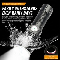 DUNFBIRD Y26-3 Lampe torche noire en alliage d'aluminium de qualité industrielle, haute luminosité, étanche IP55, rechargeable par USB - Extrêmement lumineuse