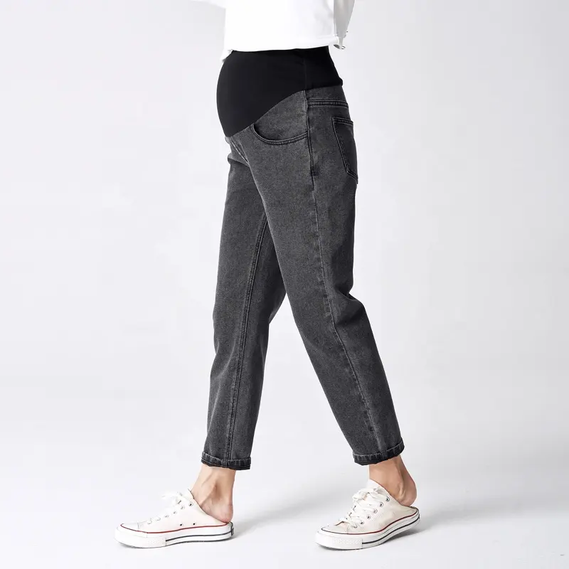Women Pregnancy Clothes Solid Color Soft Cotton Jeans Fashion For Pregnant Pants Trouser
