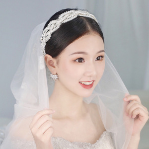 Serre-tête de mariée NianCan en perles, <span class=keywords><strong>fil</strong></span> d'argent tressé, cerceau à <span class=keywords><strong>cheveux</strong></span> perlé, accessoires de mariage, bijoux de <span class=keywords><strong>cheveux</strong></span> pour mariée, demoiselle d'honneur, bal de promo - Product Image 2