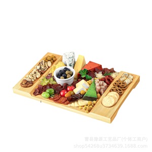 Ensemble de planches à fromage en bois de bambou avec tiroir, plateau de service pour fromage, pizza et pain, lavage à la main uniquement - Product Image 4