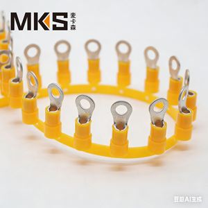 Terminales de Anillo Aislados de Nylon <span class=keywords><strong>RVN</strong></span> 1500PCS/Reel AWG (14-12) en Cadena, Material de Cobre, Color Amarillo - Product Image 1