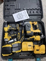 Perceuse-visseuse sans fil 4-en-1 améliorée, robuste, en acier inoxydable jaune, avec batterie au lithium, portable, pour la vente en gros