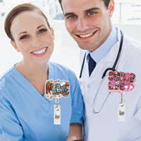 Porte-badge d'infirmière rétractable en acrylique scintillant A-028, vente chaude, avec rotation à 360° °   Clip de ceinture rotatif en forme d'alligator, cadeau de vacances
