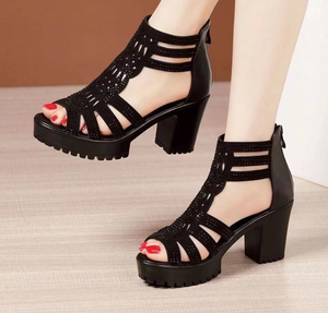 <span class=keywords><strong>Sandali</strong></span> con Tacco Alto in Tessuto Morbido da Donna, Stivali Estivi con Suola Spessa Antiscivolo, Eleganti Stile Club con Chiusura <span class=keywords><strong>a</strong></span> Fibbia per Esterni - Product Image 4