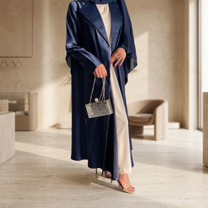 Abaya Larga de Seda Satén de Lujo Personalizada al por Mayor, Ropa Islámica de Alta Calidad para Mujer, Mangas con Volantes, Antiarrugas, para Musulmanas - Product Image 3
