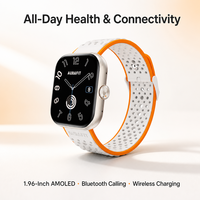 Montre connectée 1,96 pouce AMOLED avec moniteur de fréquence cardiaque et de sommeil, charge sans fil pour hommes et femmes, idéale pour la gym, la course à pied et la randonnée