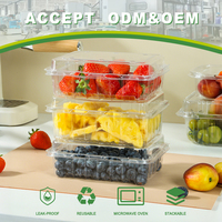 Boîte à fruits en PET rectangle grand récipient à salade couvercle plateau à fruits à emporter en plastique jetable pour légumes