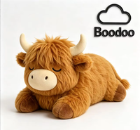 Peluche thérapeutique personnalisée en forme de vache des Highlands, brodée, lestée, en matière douce, chauffable au micro-ondes pour soulager l'anxiété et le stress