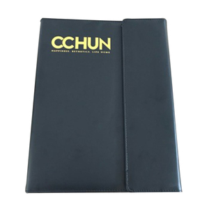 2024 Hot Sale A4 Document Organizer Personalized <strong>4</strong> <strong>Ring</strong> <strong>Binder</strong> with Genuine Leather Presentation Folder Faux Leather Portfolio - Product Image 1