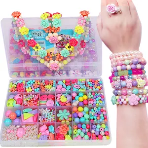 DIY Necklace Bracelet Jewelry Making Kits Toy Sets for Girl Gifts Kids Handmade Beads Stranding Craft Box Educational Toy