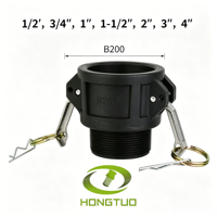 Acoplamiento Camlock Tipo B de PP, Adaptador de Tanque IBC con Rosca Macho BSP NPT de 2 Pulgadas a 3/4 Pulgadas, Conector para Manguera de Riego de Jardín