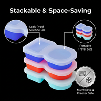 Boîte à collation réutilisable en silicone de qualité alimentaire à double compartiment, récipient pour sauce à salade, assaisonnement, contenants à collation avec couvercles, fête