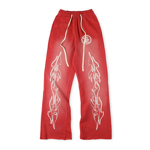 Pantalons de survêtement décontractés à jambes larges personnalisés, noir, délavé à l'acide, de haute qualité, 100% coton, tissu éponge français, écologique, respirant, léger - Product Image 2