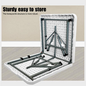 Mesa Plegable Verde para Camping de HDPE, Portátil, para Exteriores, Plegable en Dos, para Comedor, Entrenamiento, Trabajo, Reuniones - Product Image 4