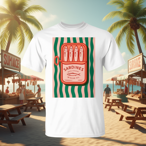 Camiseta de verano con gráfico retro de sardinas enlatadas para mujer - Product Image 3