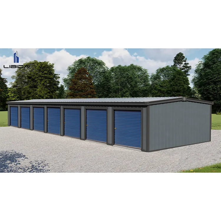 Customized Prefabricated Pole Barn Kits Building Steel Structure Warehouse Farm Shed Prefab Workshop Self Storage Metal Building