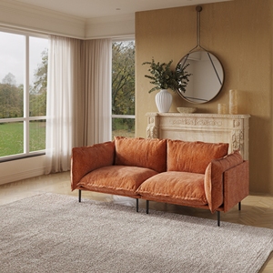 VOXHOME Set Divano Componibile Modulare in Velluto Arancione a 2, 3, 4, 5 Posti con Gambe in Metallo in <span class=keywords><strong>Stile</strong></span> Moderno <span class=keywords><strong>Industriale</strong></span> per <span class=keywords><strong>Soggiorno</strong></span> - Product Image 2