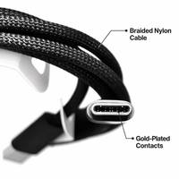 Cable de Extensión USB Tipo C de Carga Rápida 3A de 60W, Trenzado de Nailon Negro, Personalizado de Fábrica, 1m 2m 3m, Transferencia de Datos para iPhone y Android