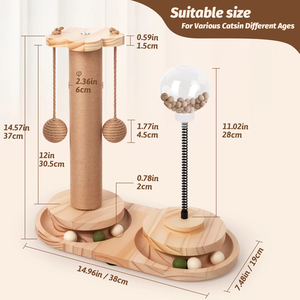 Arranhador de Gato Moderno em Madeira, Brinquedo Interativo de Atividade, Treinamento de Escalada em Sisal Natural para Gatos de Interior - Product Image 6