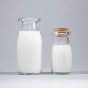 100ml 200ml clear round empty milk storage container glass jars bottles wholesale